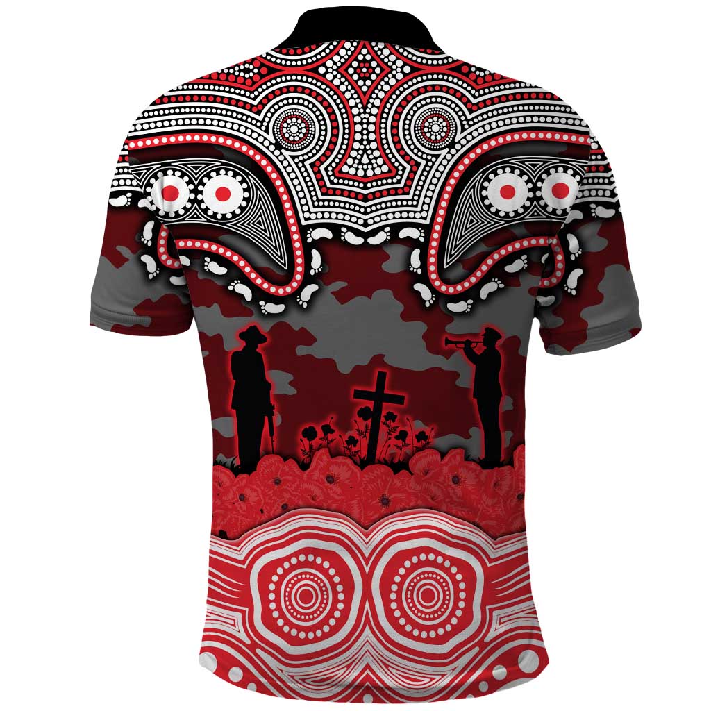 ANZAC Day Dolphins Polo Shirt Military Memorial Aboriginal Indigenous Art