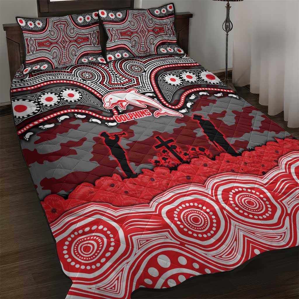 ANZAC Day Dolphins Quilt Bed Set Military Memorial Aboriginal Indigenous Art
