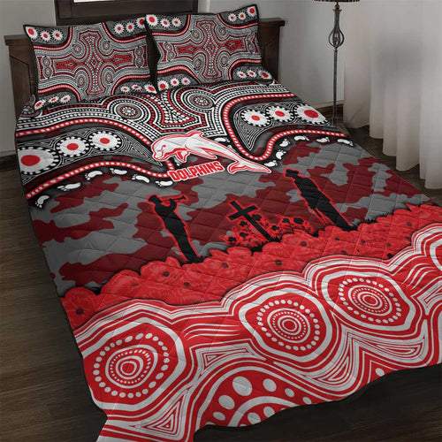ANZAC Day Dolphins Quilt Bed Set Military Memorial Aboriginal Indigenous Art