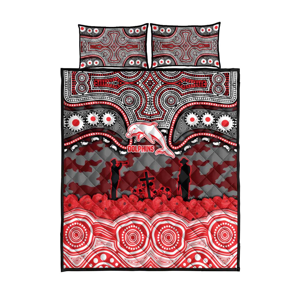 ANZAC Day Dolphins Quilt Bed Set Military Memorial Aboriginal Indigenous Art