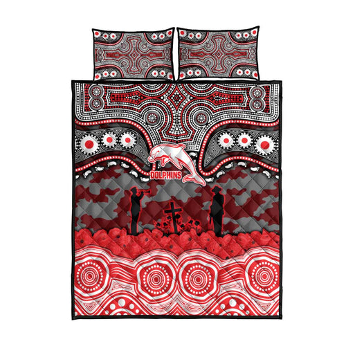 ANZAC Day Dolphins Quilt Bed Set Military Memorial Aboriginal Indigenous Art