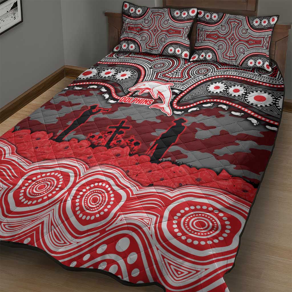 ANZAC Day Dolphins Quilt Bed Set Military Memorial Aboriginal Indigenous Art