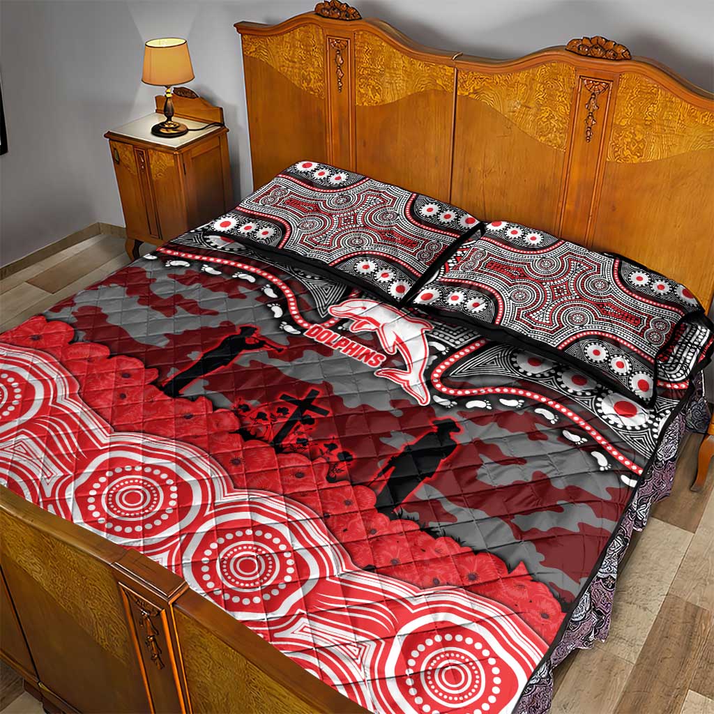 ANZAC Day Dolphins Quilt Bed Set Military Memorial Aboriginal Indigenous Art