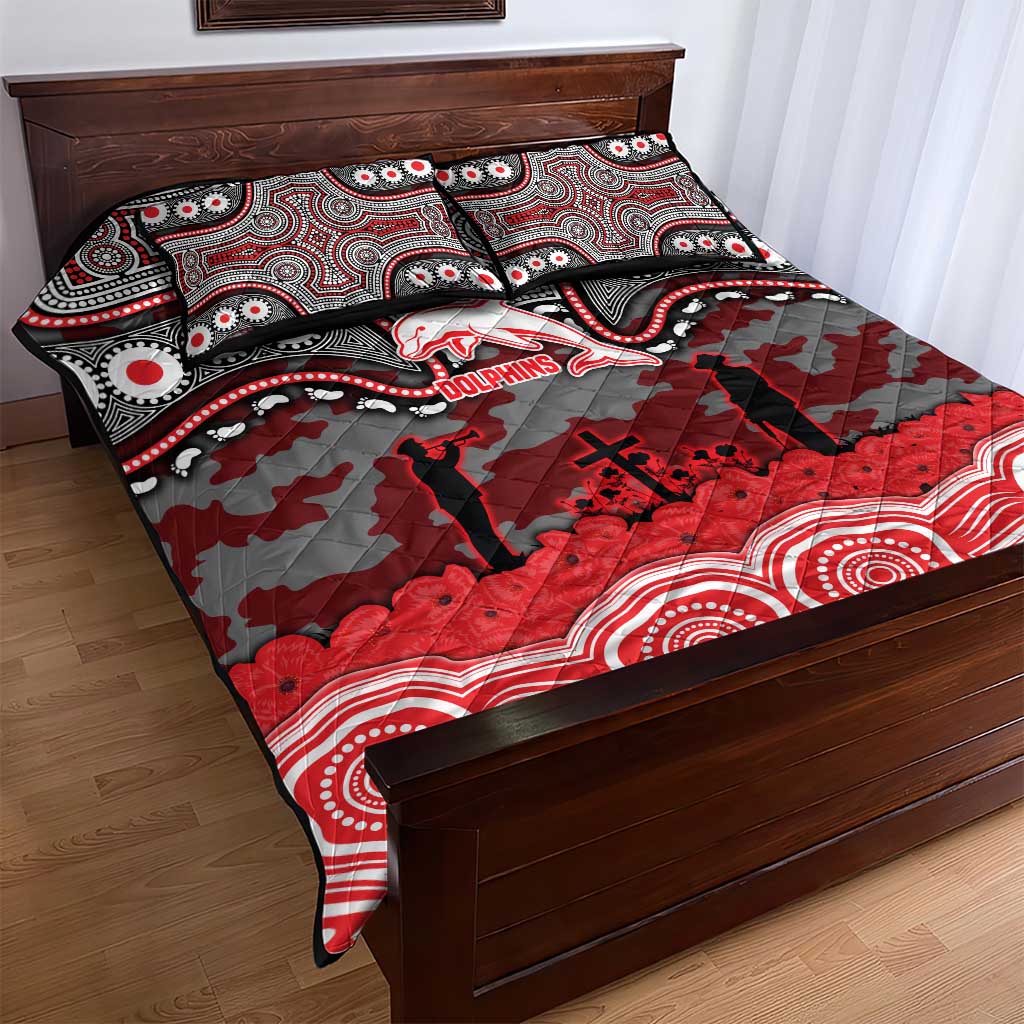 ANZAC Day Dolphins Quilt Bed Set Military Memorial Aboriginal Indigenous Art