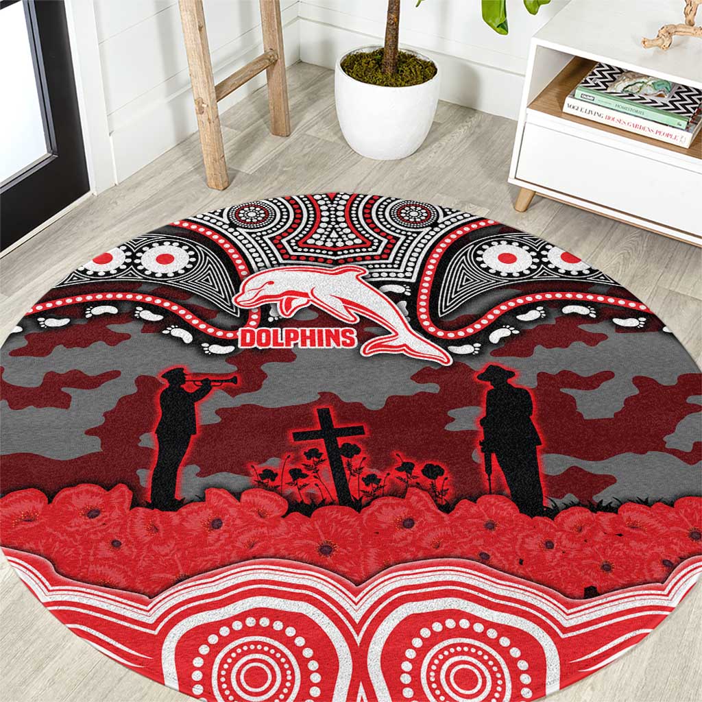 ANZAC Day Dolphins Round Carpet Military Memorial Aboriginal Indigenous Art