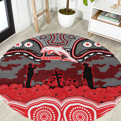 ANZAC Day Dolphins Round Carpet Military Memorial Aboriginal Indigenous Art