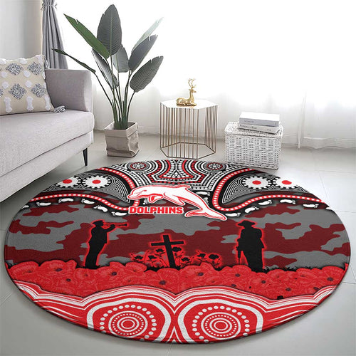 ANZAC Day Dolphins Round Carpet Military Memorial Aboriginal Indigenous Art