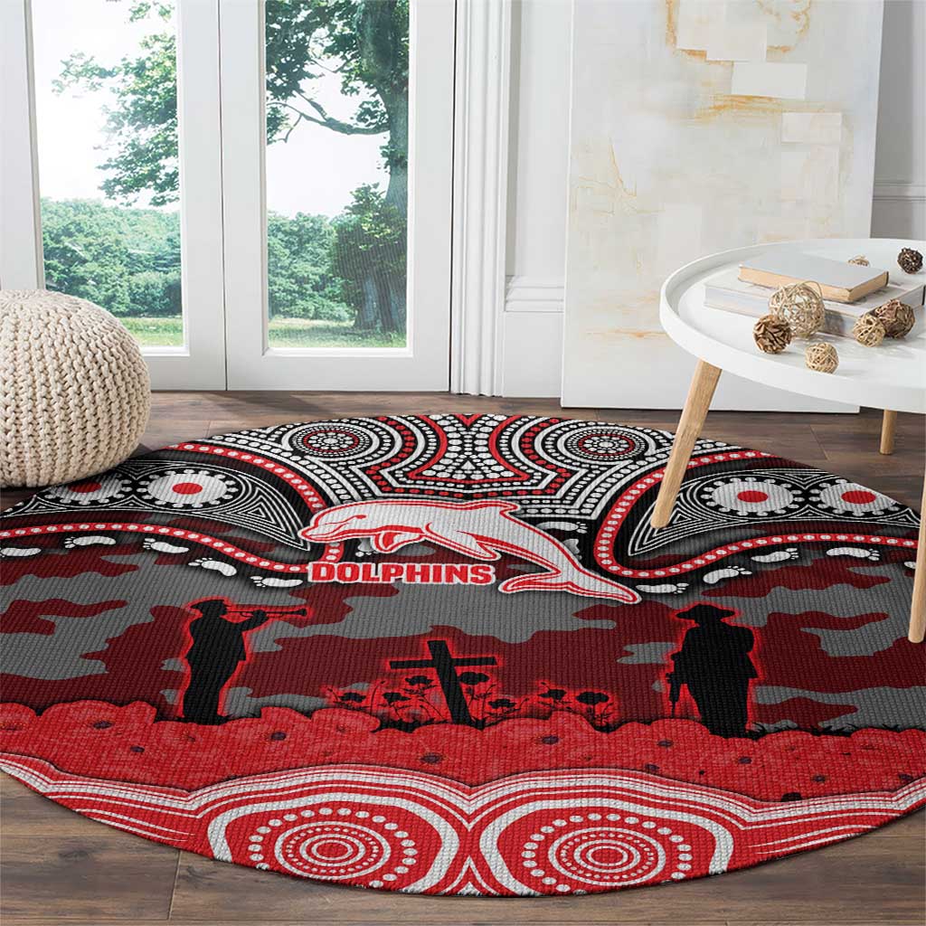 ANZAC Day Dolphins Round Carpet Military Memorial Aboriginal Indigenous Art