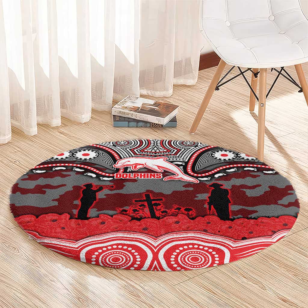 ANZAC Day Dolphins Round Carpet Military Memorial Aboriginal Indigenous Art