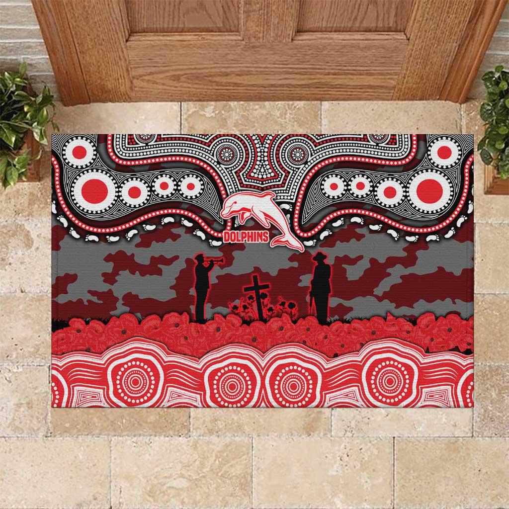 ANZAC Day Dolphins Rubber Doormat Military Memorial Aboriginal Indigenous Art