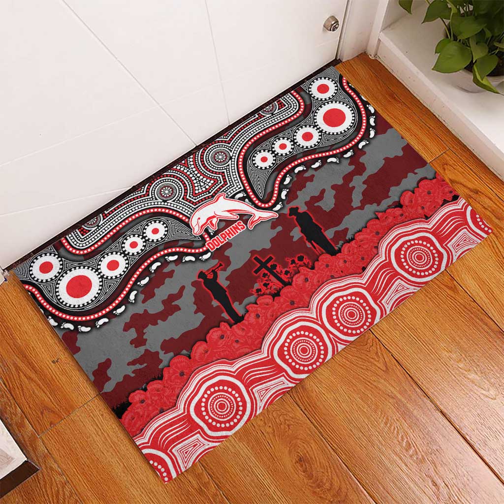 ANZAC Day Dolphins Rubber Doormat Military Memorial Aboriginal Indigenous Art