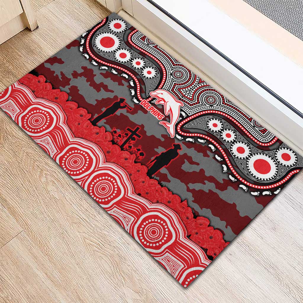 ANZAC Day Dolphins Rubber Doormat Military Memorial Aboriginal Indigenous Art