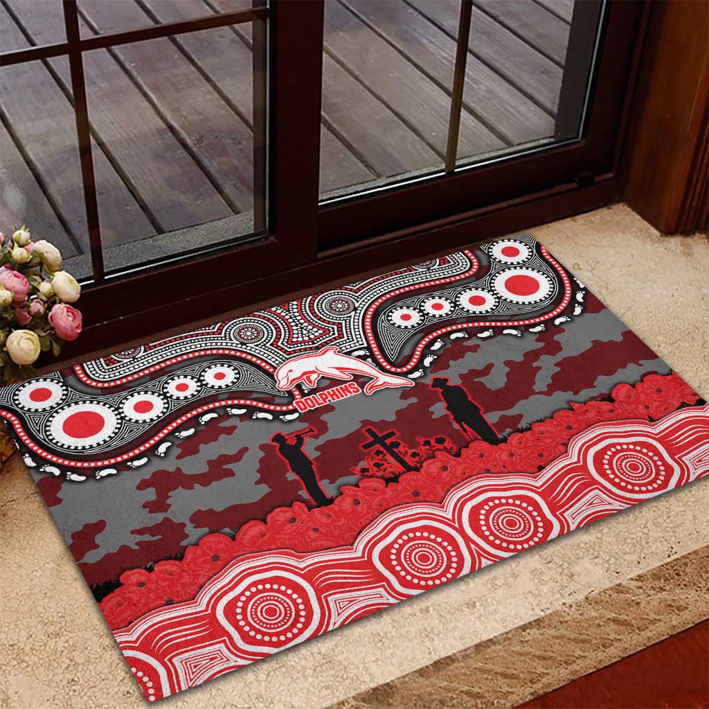 ANZAC Day Dolphins Rubber Doormat Military Memorial Aboriginal Indigenous Art