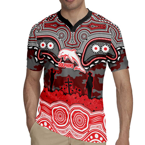 ANZAC Day Dolphins Rugby Jersey Military Memorial Aboriginal Indigenous Art