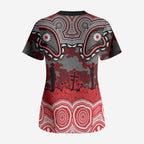ANZAC Day Dolphins Scrub Top Military Memorial Aboriginal Indigenous Art