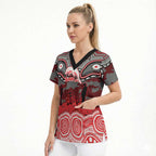 ANZAC Day Dolphins Scrub Top Military Memorial Aboriginal Indigenous Art