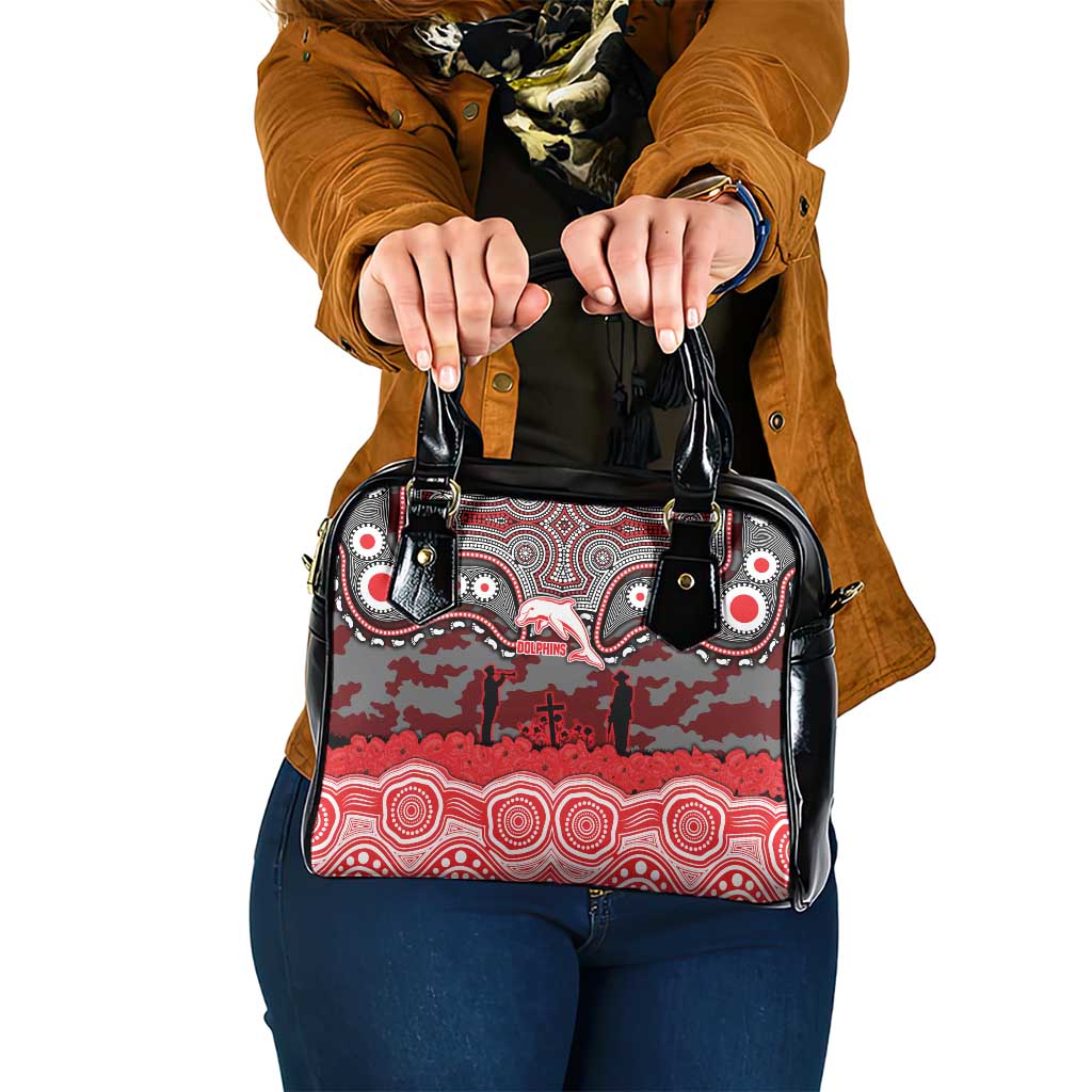 ANZAC Day Dolphins Shoulder Handbag Military Memorial Aboriginal Indigenous Art