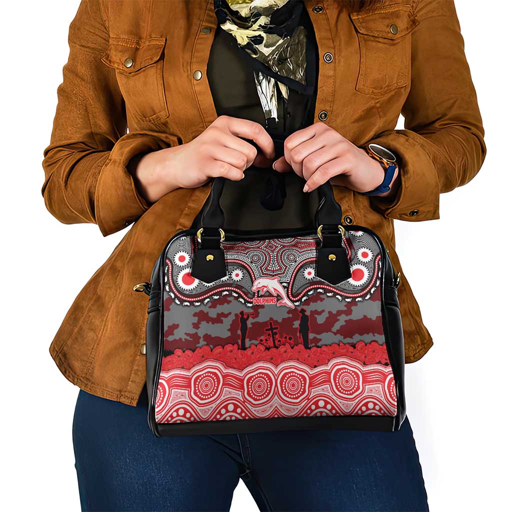 ANZAC Day Dolphins Shoulder Handbag Military Memorial Aboriginal Indigenous Art