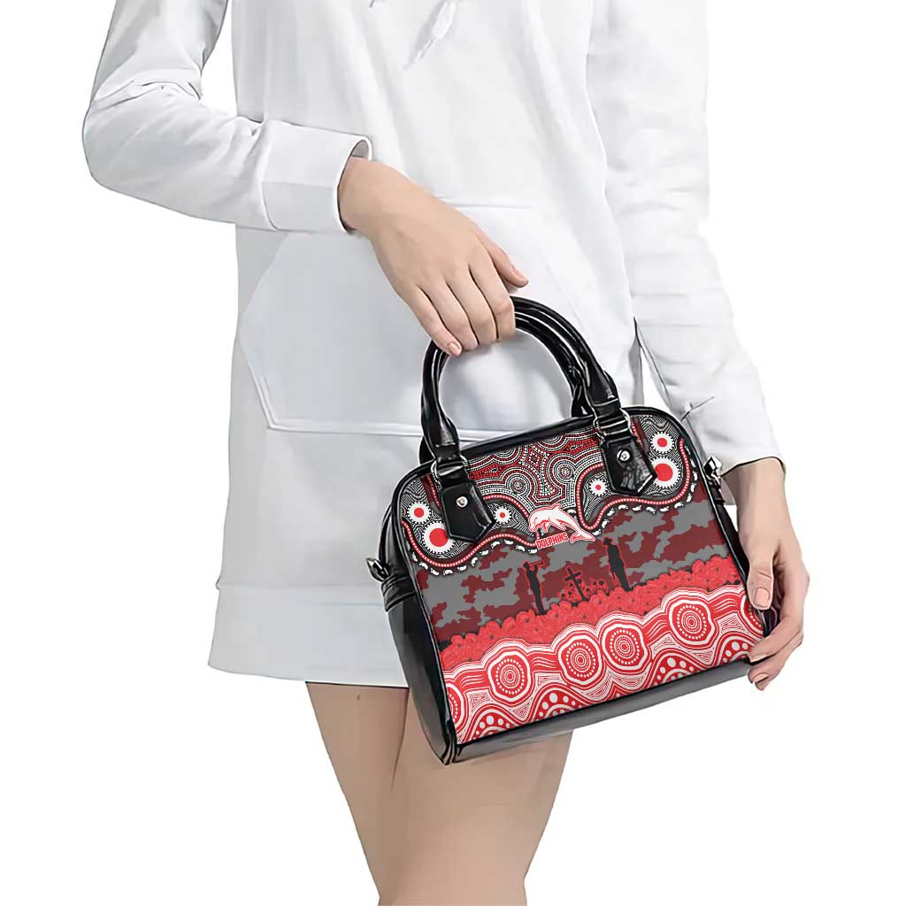 ANZAC Day Dolphins Shoulder Handbag Military Memorial Aboriginal Indigenous Art