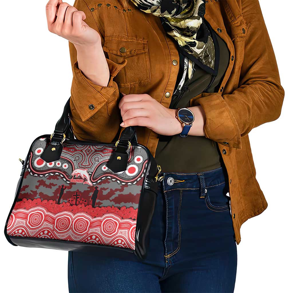ANZAC Day Dolphins Shoulder Handbag Military Memorial Aboriginal Indigenous Art