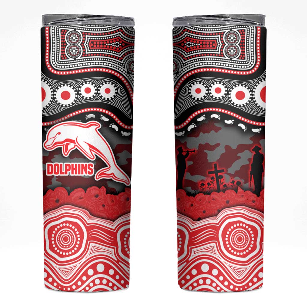 ANZAC Day Dolphins Skinny Tumbler Military Memorial Aboriginal Indigenous Art
