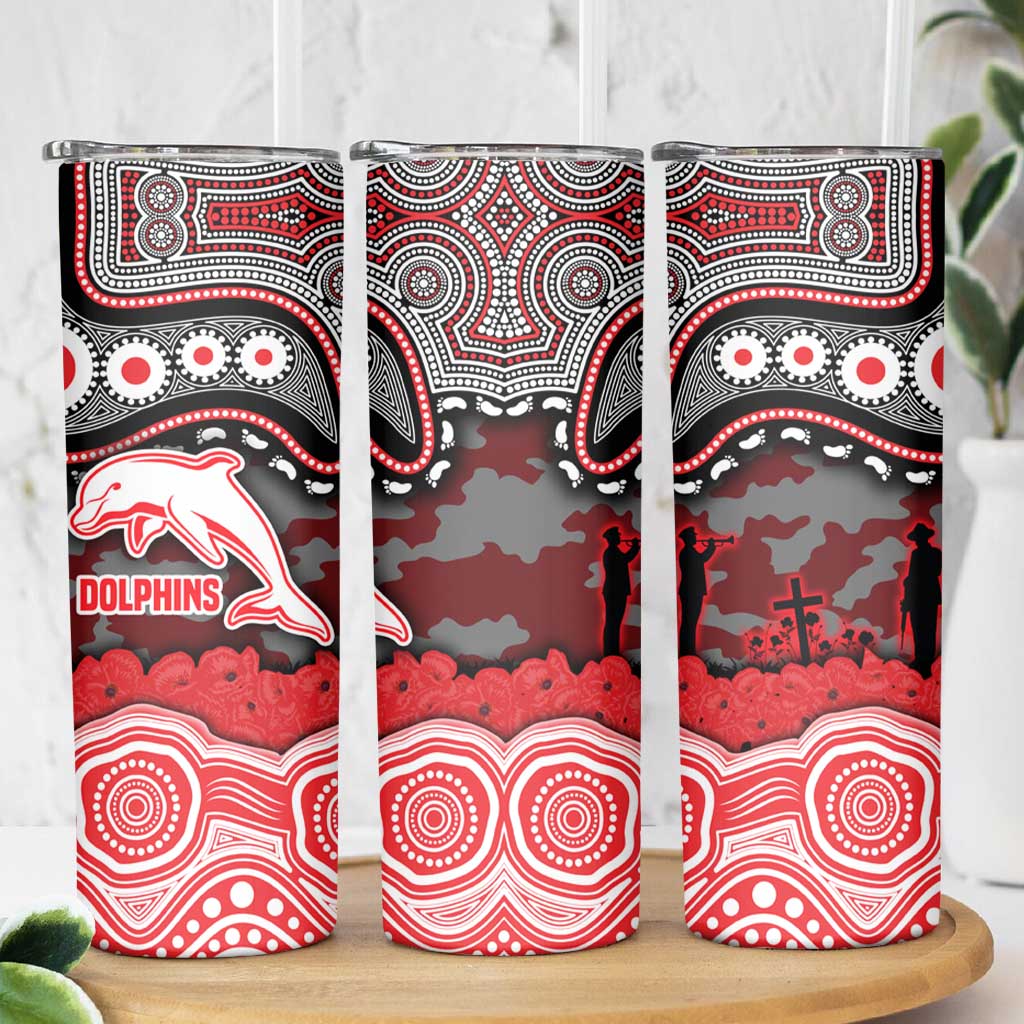 ANZAC Day Dolphins Skinny Tumbler Military Memorial Aboriginal Indigenous Art