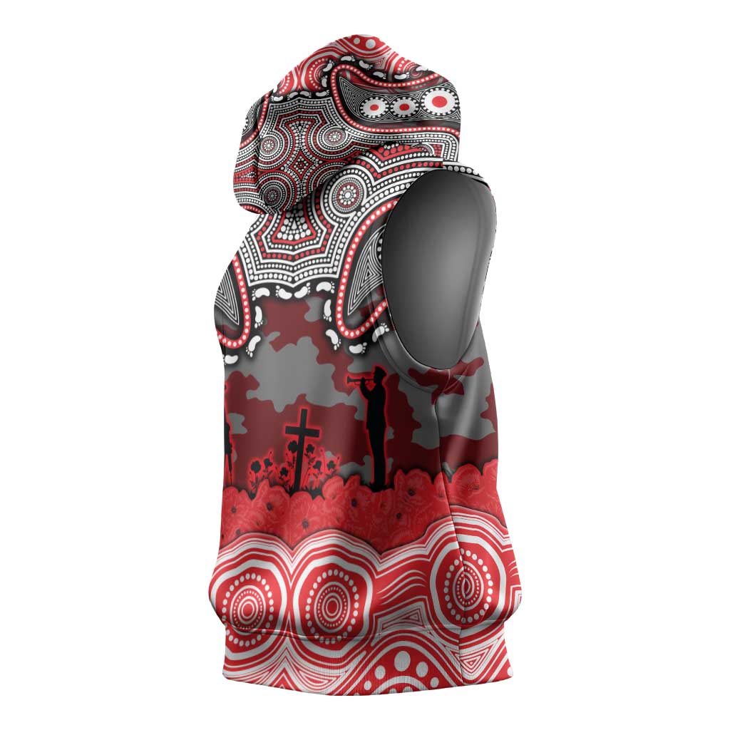 ANZAC Day Dolphins Sleeveless Hoodie Military Memorial Aboriginal Indigenous Art
