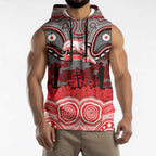 ANZAC Day Dolphins Sleeveless Hoodie Military Memorial Aboriginal Indigenous Art