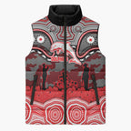 ANZAC Day Dolphins Sleeveless Puffer Jacket Military Memorial Aboriginal Indigenous Art