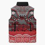 ANZAC Day Dolphins Sleeveless Puffer Jacket Military Memorial Aboriginal Indigenous Art