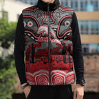 ANZAC Day Dolphins Sleeveless Puffer Jacket Military Memorial Aboriginal Indigenous Art