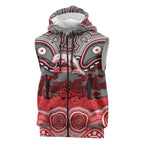 ANZAC Day Dolphins Sleeveless Zip Hoodie Military Memorial Aboriginal Indigenous Art