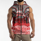 ANZAC Day Dolphins Sleeveless Zip Hoodie Military Memorial Aboriginal Indigenous Art