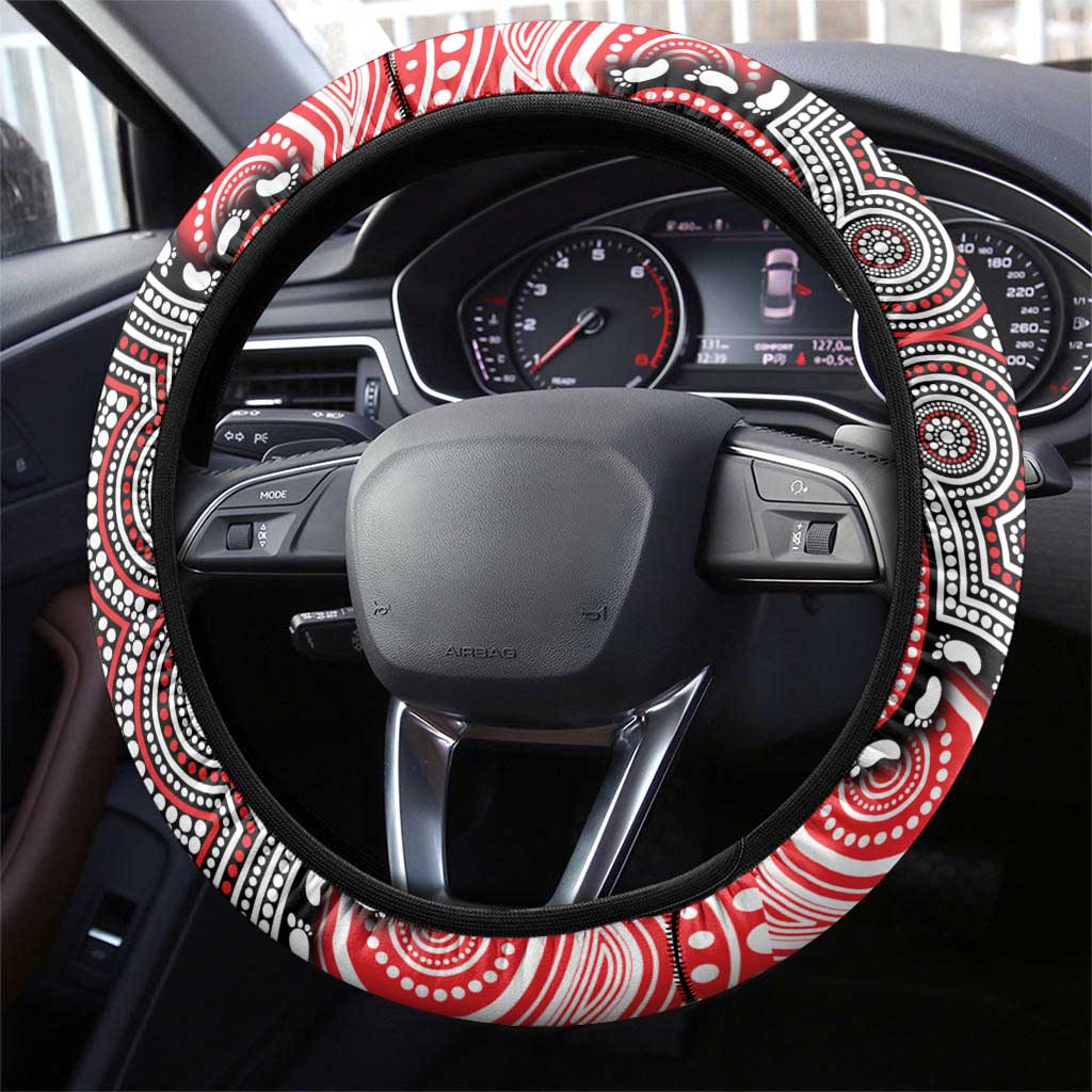 ANZAC Day Dolphins Steering Wheel Cover Military Memorial Aboriginal Indigenous Art