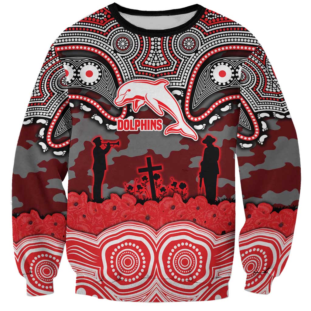 ANZAC Day Dolphins Sweatshirt Military Memorial Aboriginal Indigenous Art