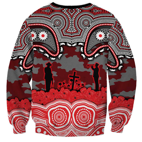 ANZAC Day Dolphins Sweatshirt Military Memorial Aboriginal Indigenous Art