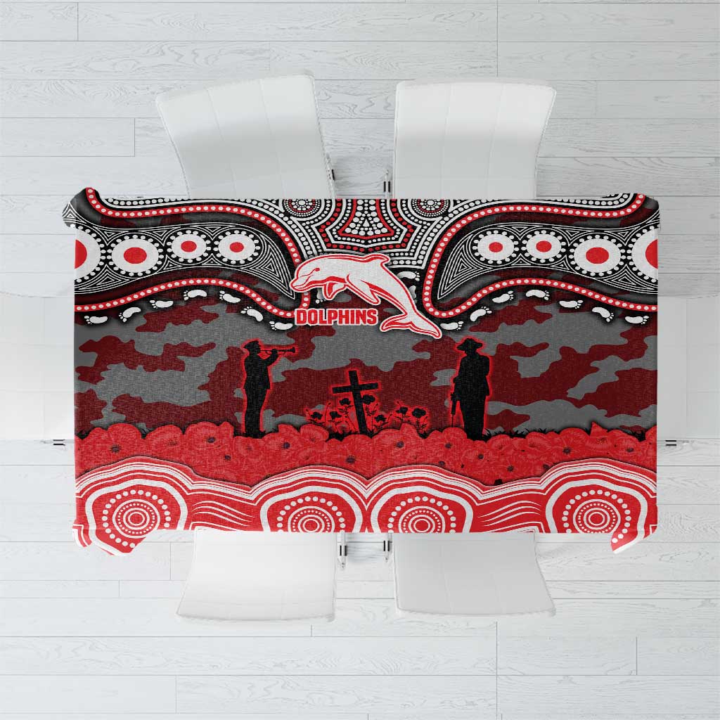 ANZAC Day Dolphins Tablecloth Military Memorial Aboriginal Indigenous Art