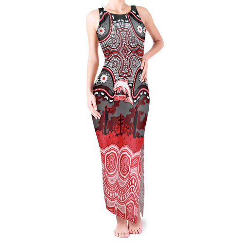 ANZAC Day Dolphins Tank Maxi Dress Military Memorial Aboriginal Indigenous Art