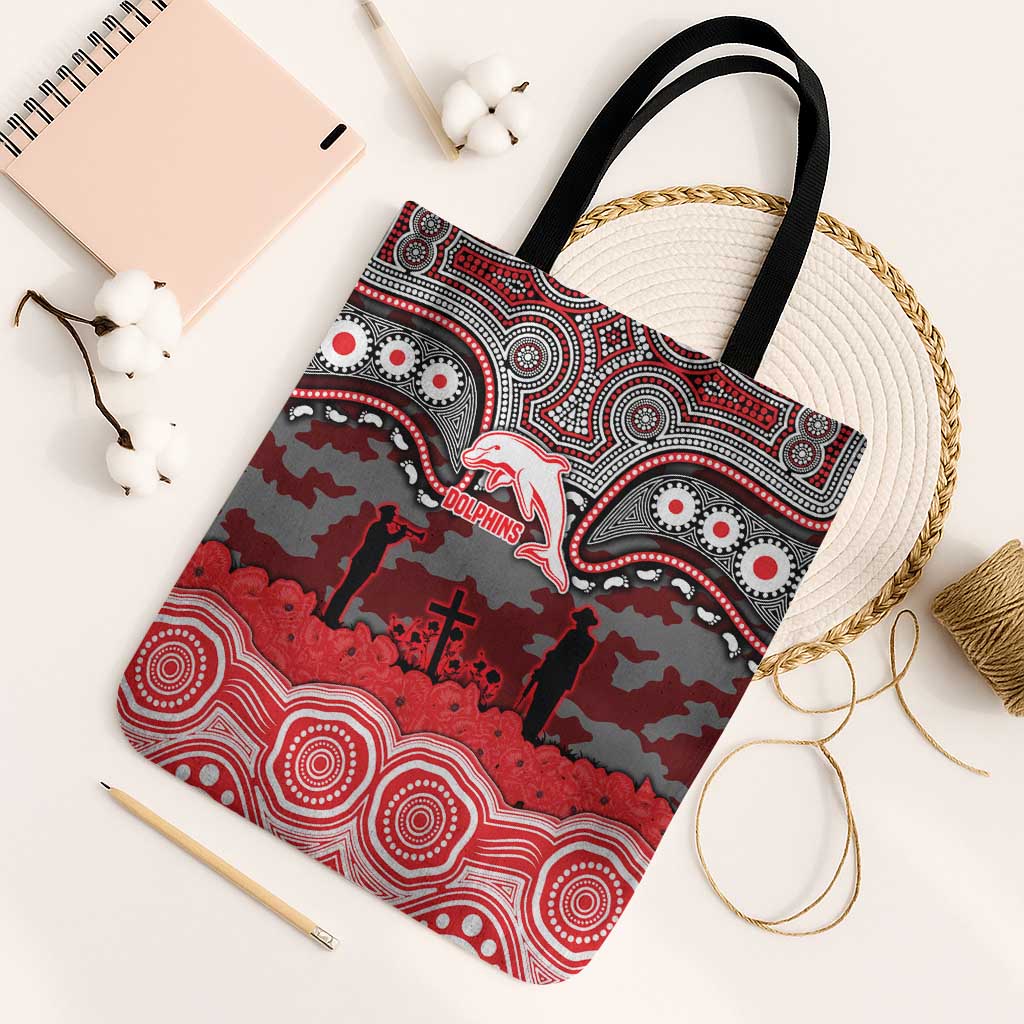 ANZAC Day Dolphins Tote Bag Military Memorial Aboriginal Indigenous Art
