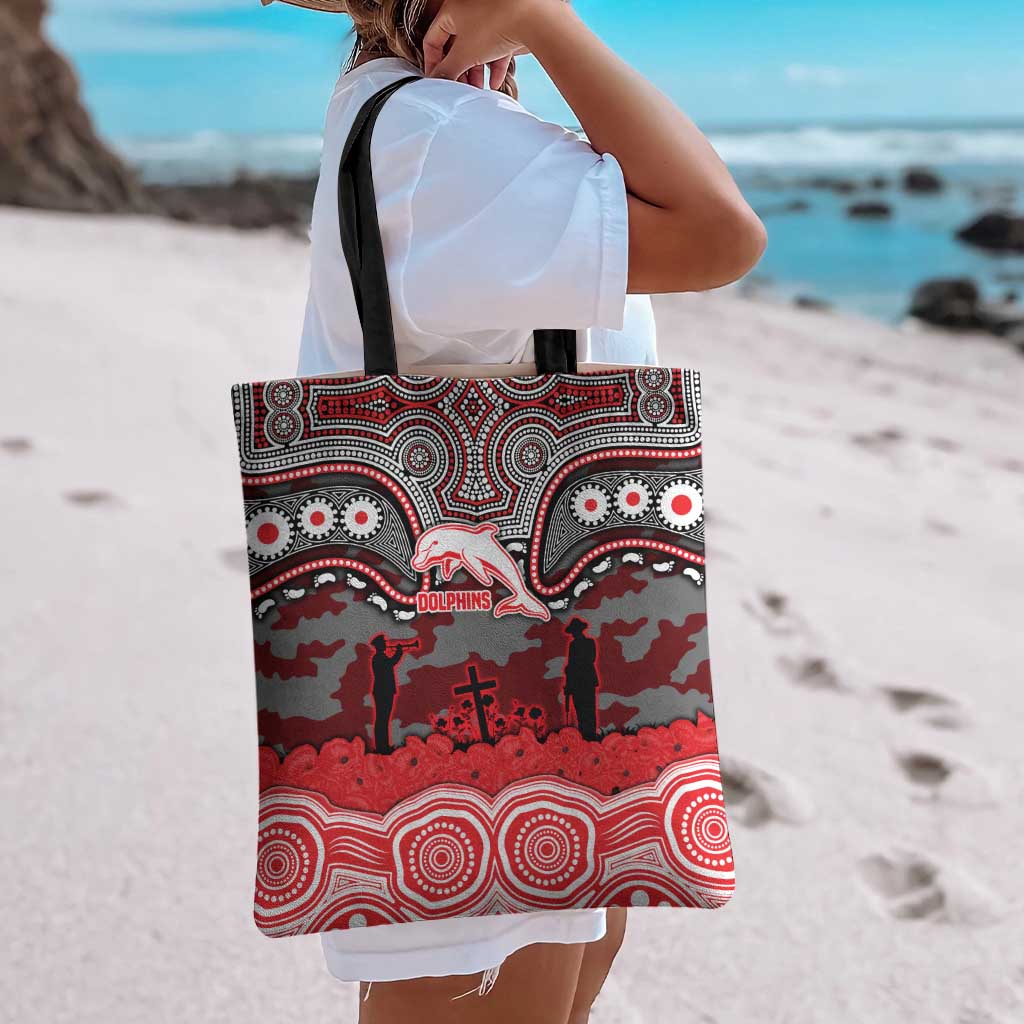 ANZAC Day Dolphins Tote Bag Military Memorial Aboriginal Indigenous Art