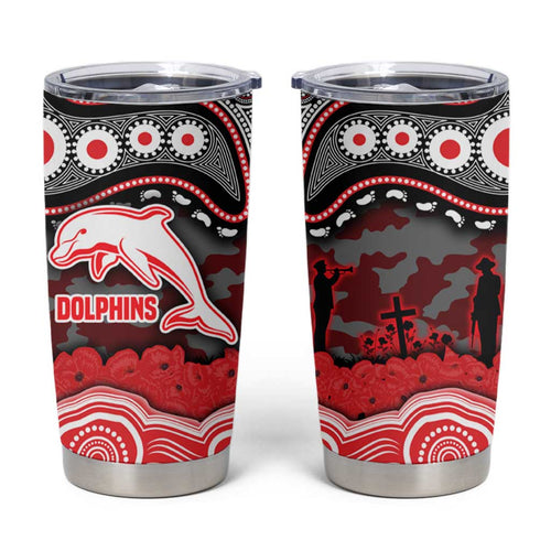 ANZAC Day Dolphins Tumbler Cup Military Memorial Aboriginal Indigenous Art