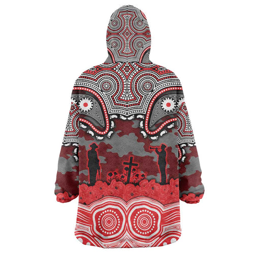 ANZAC Day Dolphins Wearable Blanket Hoodie Military Memorial Aboriginal Indigenous Art