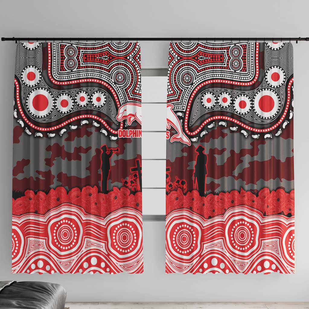 ANZAC Day Dolphins Window Curtain Military Memorial Aboriginal Indigenous Art
