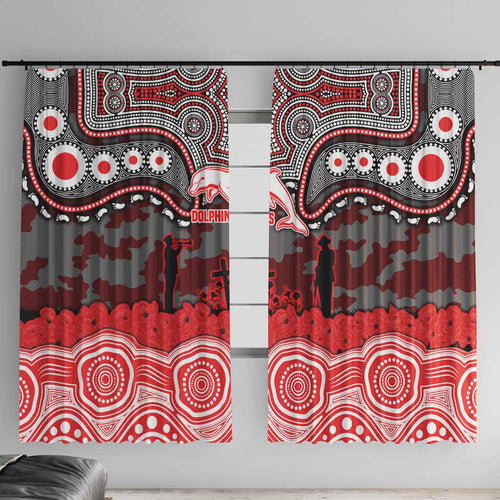 ANZAC Day Dolphins Window Curtain Military Memorial Aboriginal Indigenous Art