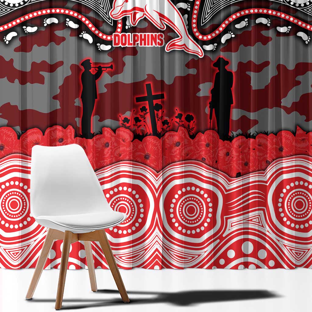 ANZAC Day Dolphins Window Curtain Military Memorial Aboriginal Indigenous Art
