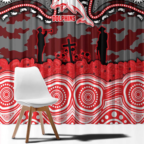 ANZAC Day Dolphins Window Curtain Military Memorial Aboriginal Indigenous Art