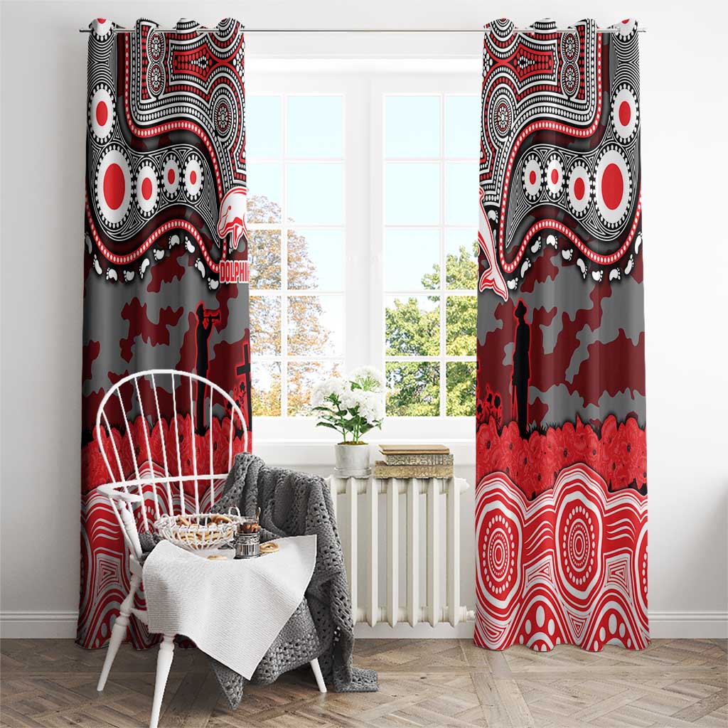 ANZAC Day Dolphins Window Curtain Military Memorial Aboriginal Indigenous Art