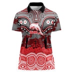 ANZAC Day Dolphins Women Polo Shirt Military Memorial Aboriginal Indigenous Art