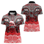 ANZAC Day Dolphins Women Polo Shirt Military Memorial Aboriginal Indigenous Art