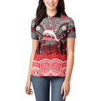 ANZAC Day Dolphins Women Polo Shirt Military Memorial Aboriginal Indigenous Art